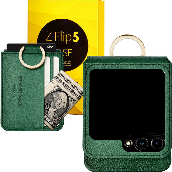 비유어산타 갤럭시 Z플립5 케이스 이태리 비건 가죽 힌지보호 카드 수납 링 지플립5 보스코(카드포켓3개) 비앙코(카드포켓1개)
