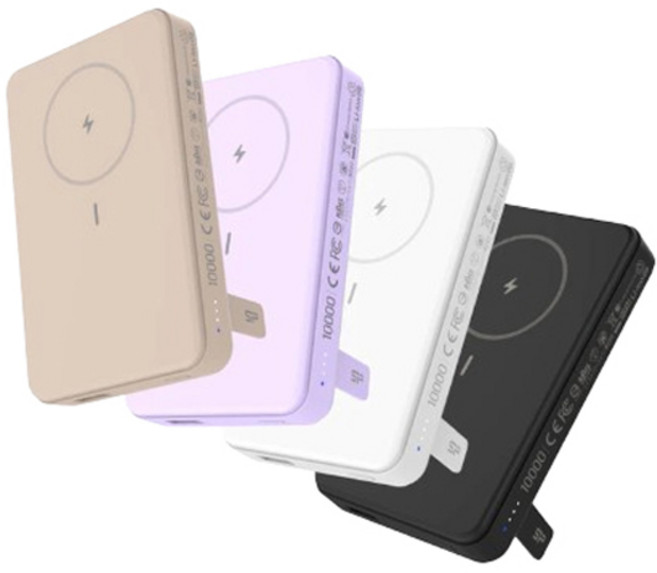 SP WP10 10000mAh 磁吸無線充電行動電源 帶可折疊支架 多設備快充 航空安全認證, 白色