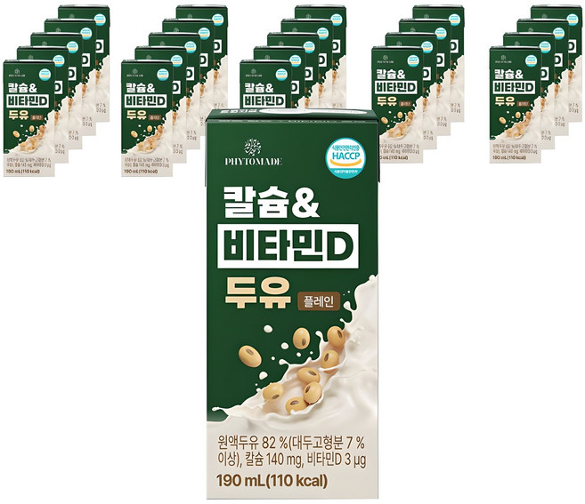 파이토메이드 칼슘&비타민D 두유 플레인, 190ml, 24개