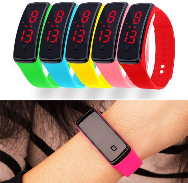 퍼스트레인 생활 방수 LED 실리콘 젤리 손목 스포츠 시계
