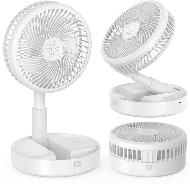 UOOFON 무선 탁상용 선풍기 휴대용 접이식 캠핑 BLDC 무소음, 화이트, TF6