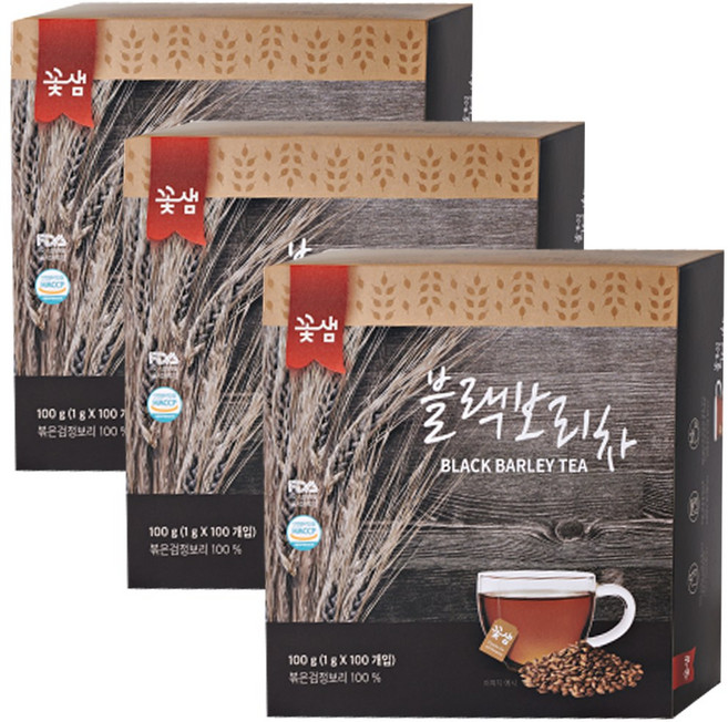 꽃샘 블랙 보리차, 1g, 100개입, 3개
