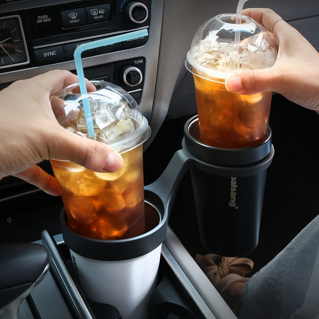 발상 차량용컵홀더 보온보냉 2단 멀티컵홀더 자동차용, 싱글컵세트 블랙