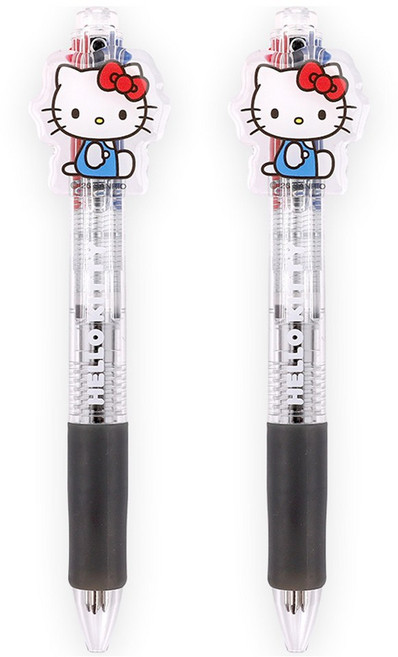 산리오 헬로키티 아크릴 장식 참 4색 볼펜 0.7mm, 2개, 블랙