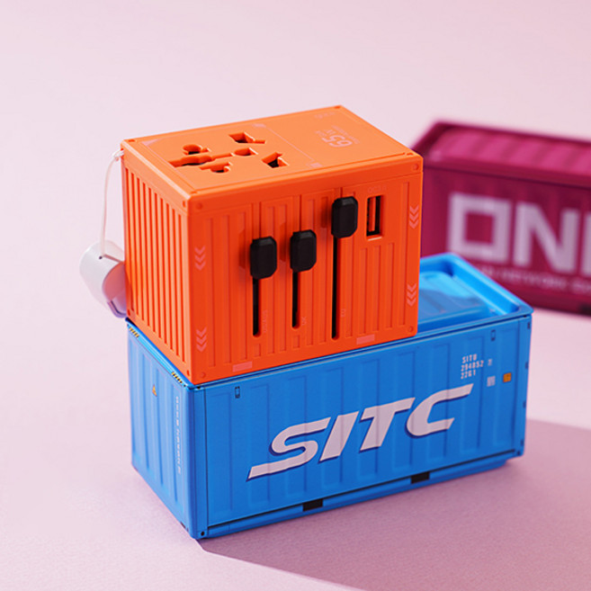 지클릭커 트래블 컨테이너 초고속 여행용 멀티 플러그 어댑터, 1개, 오렌지 PD65W