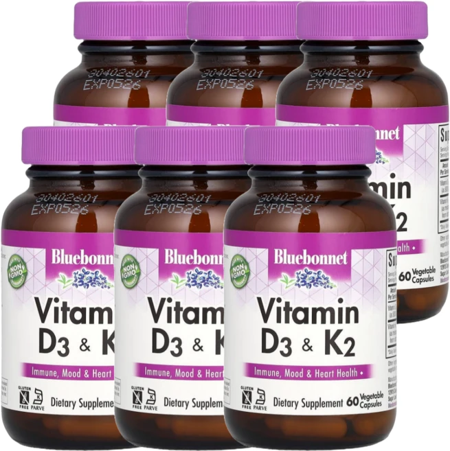 블루본넷뉴트리션 비타민D3 앤드 K2 베지캡슐 60정, 6개 - 쿠팡
