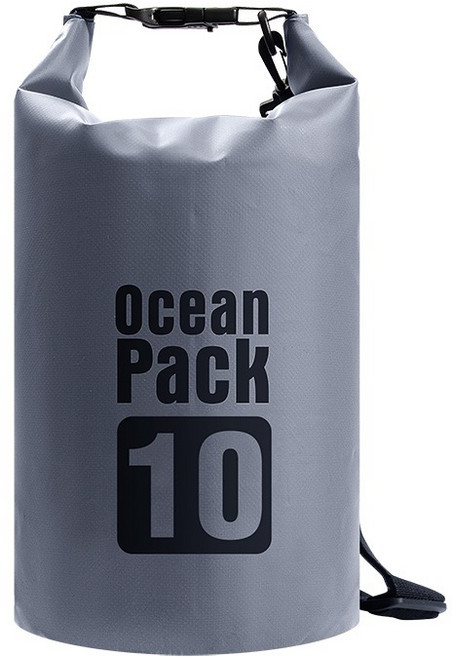 防水漂流袋 登山溯溪防水袋 沙灘游泳潛水收納袋, 灰,10L單肩帶