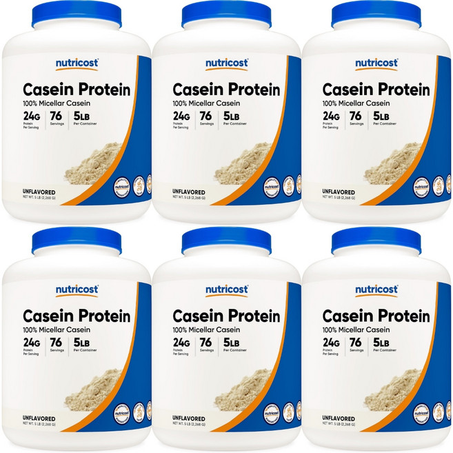 뉴트리코스트 고흡수 미셀라 카세인 단백질 파우더 무맛, 2268g, 6개