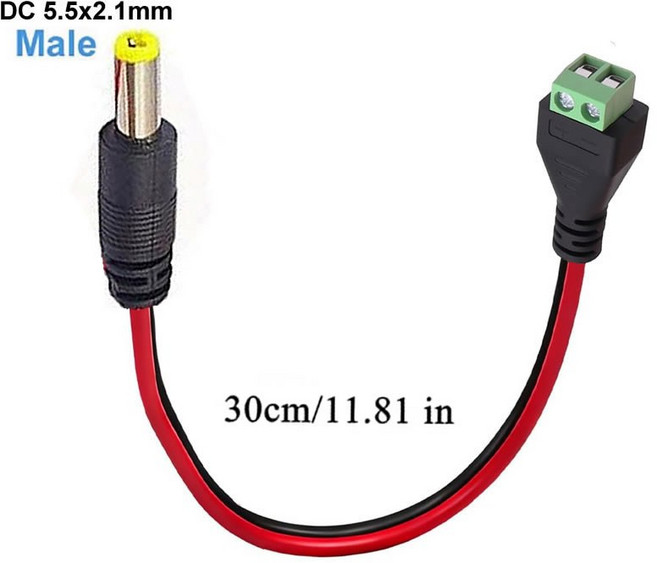 DC 5.5mmx2.1mm 나사식 터미널 블록 어댑터 전원 연장 케이블 DC-2핀 무납땜 커넥터 교체 수리용 공급 코드, 5521 Male-1pcs