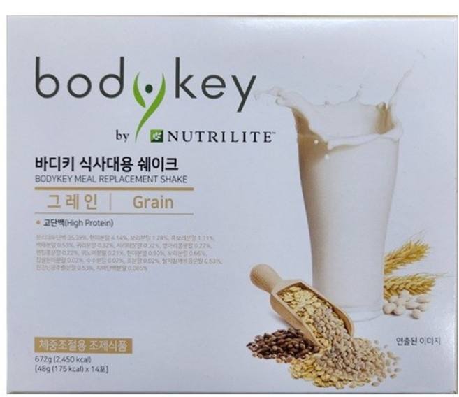 암웨이 바디키 식사 대용 쉐이크 그레인 맛, 714g, 1개