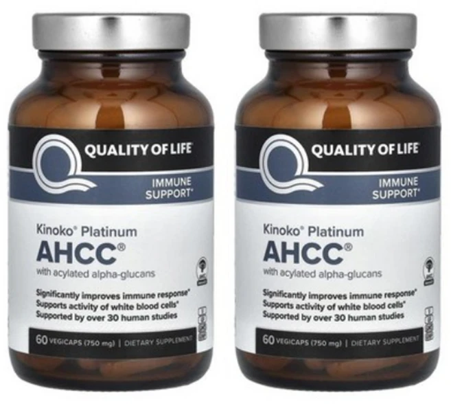 퀄리티 오프 라이프 AHCC 60정 Premium Kinoko Platinum AHCC Supplement 750mg of AHCC per Capsule, 2개 - 쿠팡