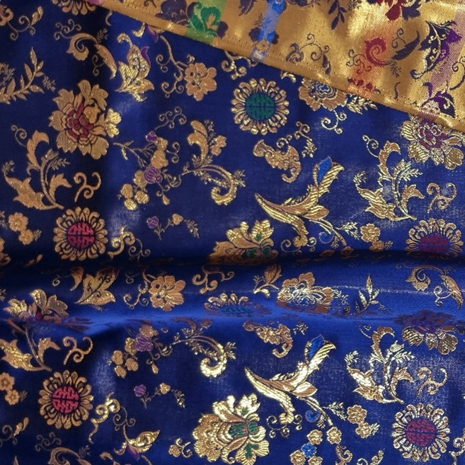 윤원단 윤창금사 24색 꽃무늬 플라워 예쁜 좋은 폴리에스터 한복 옷감 비단 양단 천 원단 만들기, 16 곤색, 1개