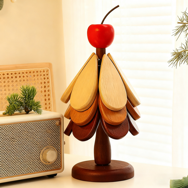 ZOZI 트리 냄비받침 원목 우드 집들이선물, 1개, 사과형