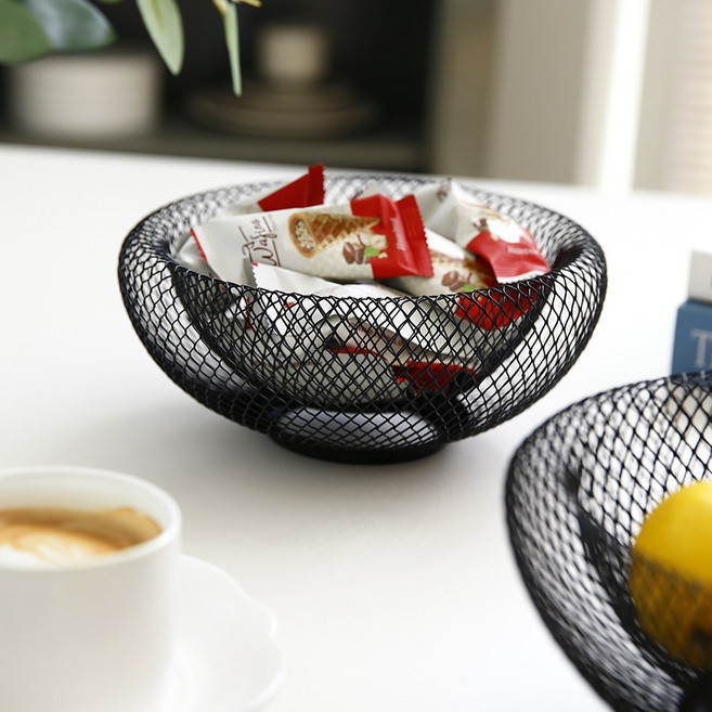 더블 와이어 바스켓 철제바스켓 과일트레이 과일바구니 철제바구니 수납 정리 4size, 1개, 블랙