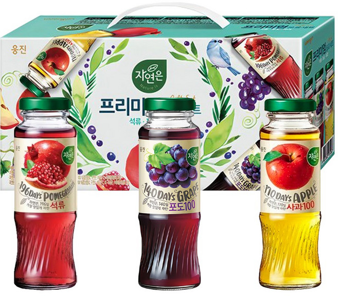 웅진 자연은 프리미엄 음료세트 180ml x 12개 석류 포도 사과, 1개