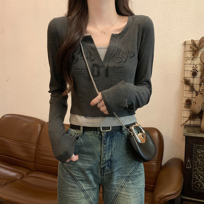 봄 여성 상의 시현 슬림 상의