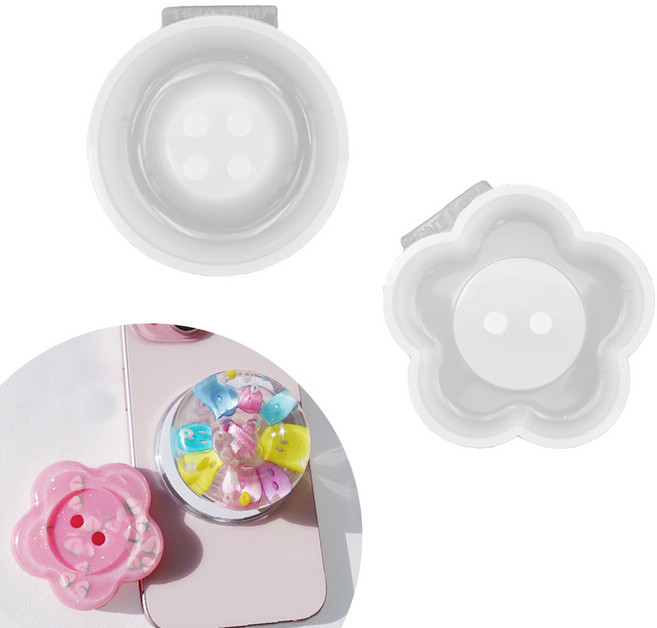 [마니랜드] 거대 단추 몰드 2종 세트, (2종 세트) 원형 단추+꽃 단추 몰드