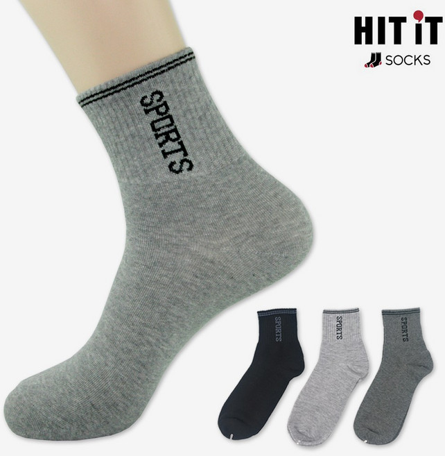 히트잇 남성용 스포츠 로고 중목 양말 10켤레