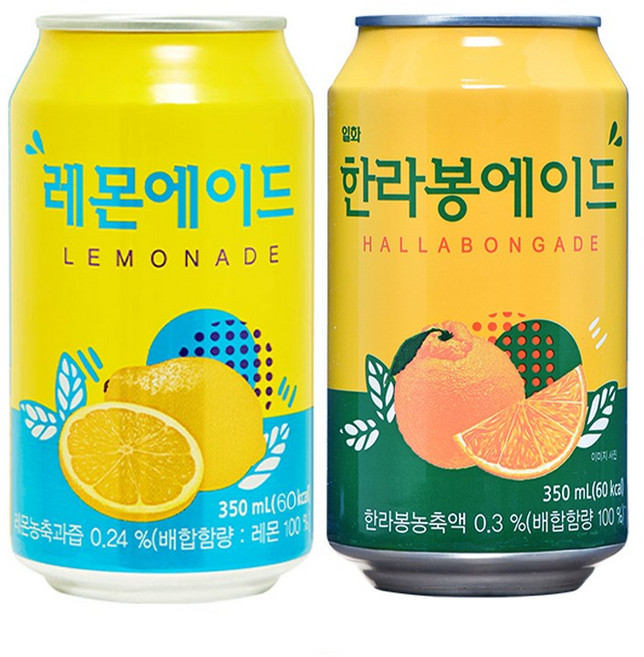 일화 레몬에이드 한라봉에이드 각 24캔씩, 48개, 350ml