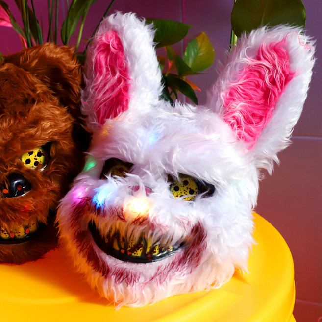 23 할로윈 리얼 분장 가면, 08_LED 호러 토끼 가면 할로윈 마스크, 1개