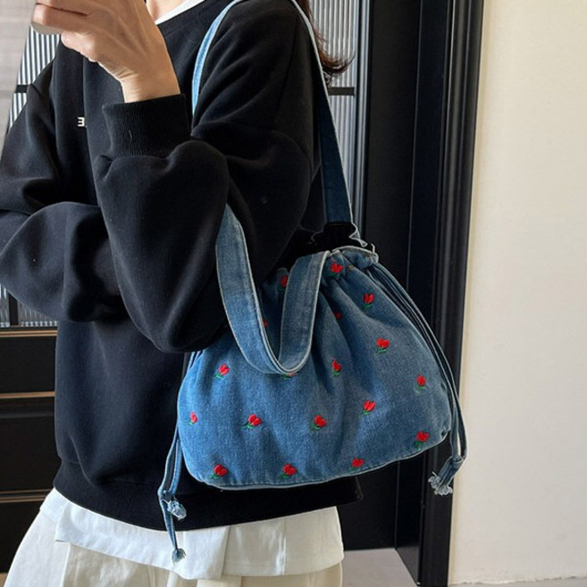 제이바바 여성용 데님 복조리 에코백