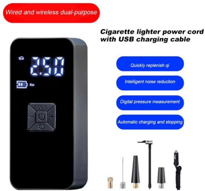 150PSI Smart Car Tire Air Pump 6000mAh Portable Electric Inflator USB Rechargeable Cordless for Bicy, 한개옵션2, 01 CHINA, 02 Wireless