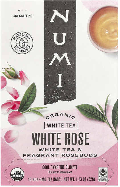 Numi Tea 유기농 티 화이트 로즈 티백 16개 32g(1.13oz) Tea (누미 티), 1