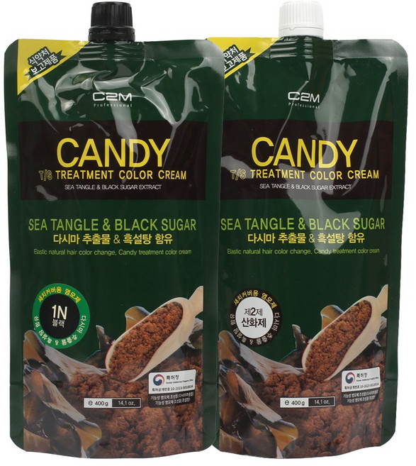 씨투엠 새치멋내기 다시마 흑설탕함유 트리트리트먼트 캔디 칼라크림 티에스 염색약 400ml+앰플, 6NS 어두운황갈색[멋내기새치]+앰플