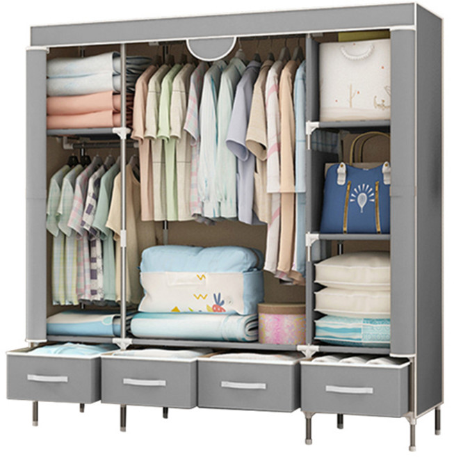 MAME 조립식 비키니 옷장 행거 원룸 서랍형 옷장 150, 그레이