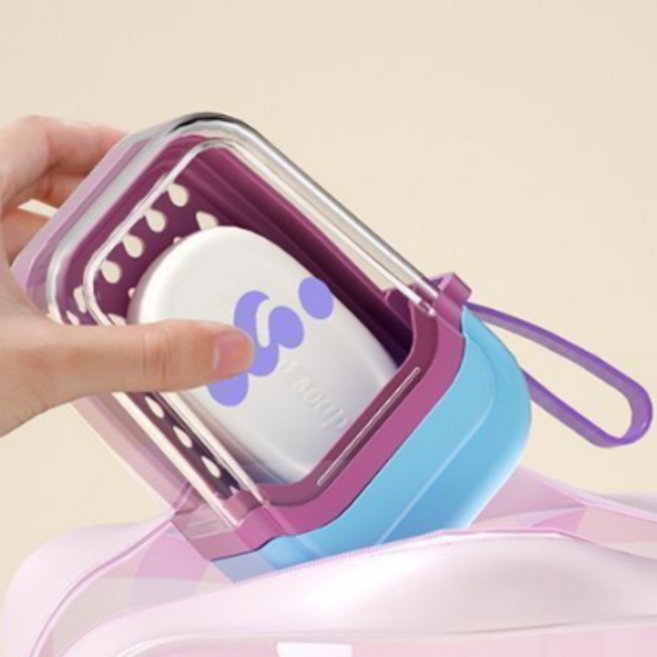 데일리띵즈 여행용 사각밀폐 물빠짐 휴대용 비누케이스, 1개, 스카이