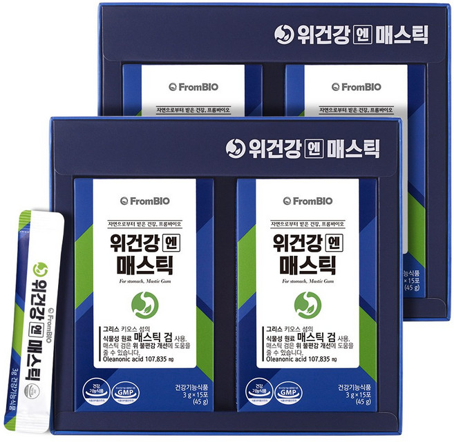 프롬바이오 위건강엔 매스틱 국내 단독 식약처 개별인정형원료 1일 섭취량 100%, 90g, 2박스