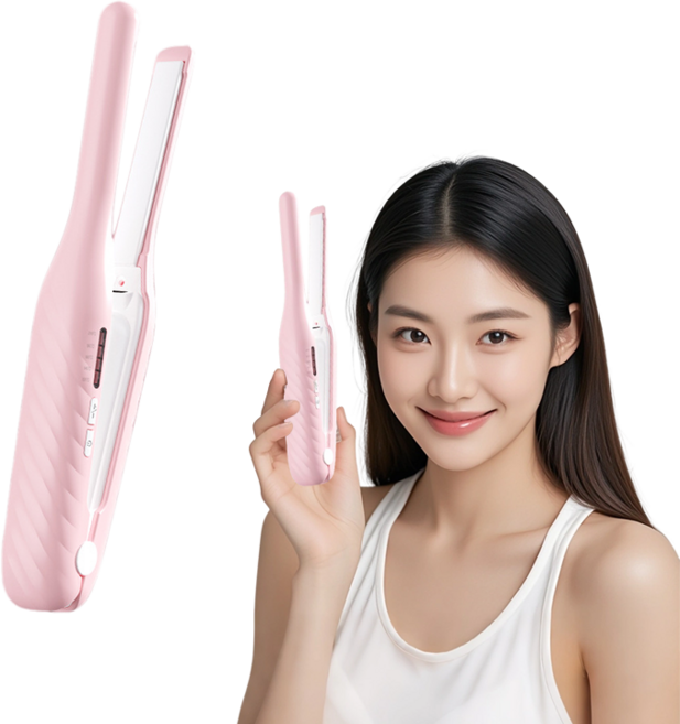 무선 뿌리 볼륨 고데기 12MM 판고데기, 핑크