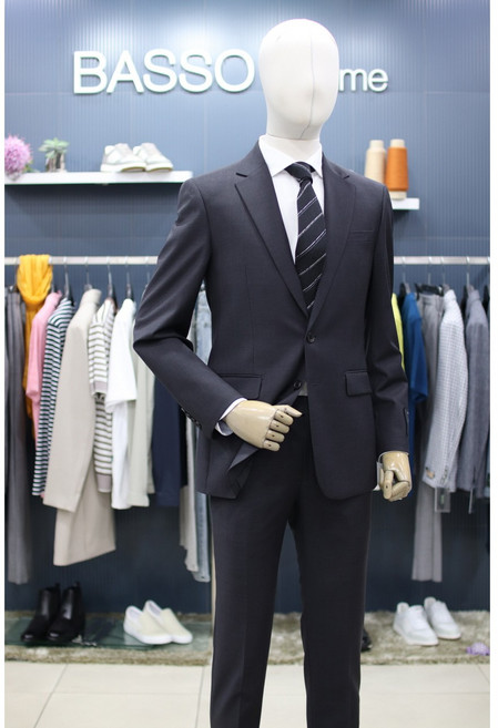 바쏘옴므 정장 WX3JT03ACH 차콜 그레이 컬러 울스판 수트