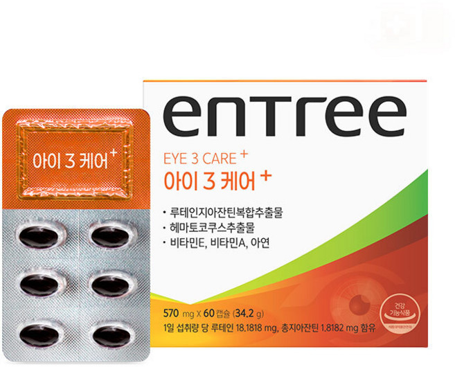 [살림의 왕] 아이3케어 플러스 하루1알 2개월분 루테인 지아잔틴복합추출물 아스타잔틴 비타민A&E 눈건강, 1박스, 60회분