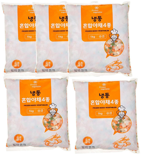 냉동야채믹스 볶음밥 계란말이 계란찜용 냉동 혼합야채 4종X5개, 5개