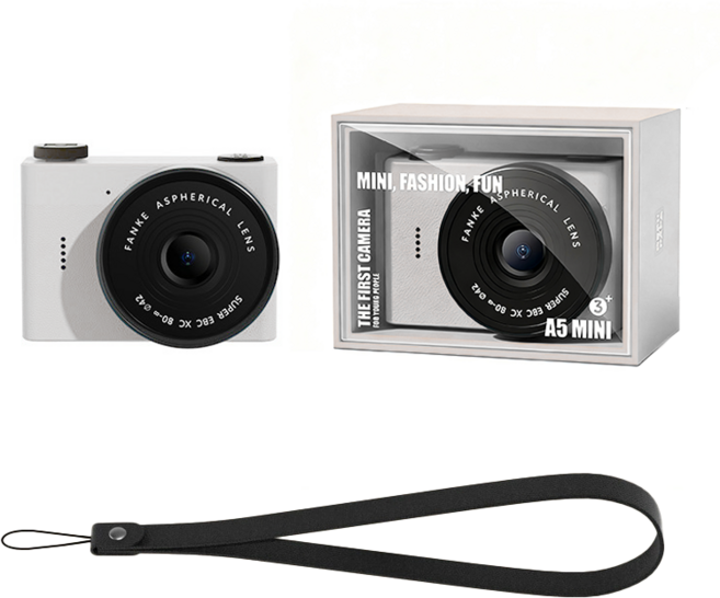 SMABAT 초소형 초경량 빈티지 카메라 감성 Y2K 디지털 카메라 Type-C 충전 셀카렌즈 64GB SD카드 포함, 화이트