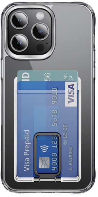 일리마 맥세이프 카드지갑 포켓 거치대 겸용 핸드폰 케이스 전기종 호환 가능, 1개, 블랙