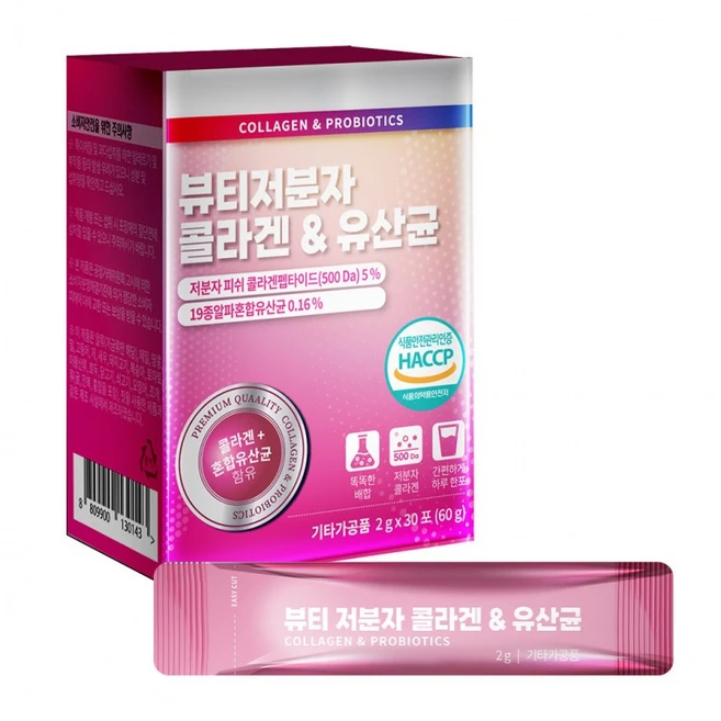 뷰티저분자 피쉬 콜라겐펩타이드 19종 혼합유산균 2g 30포, 4개, 60g - 쿠팡