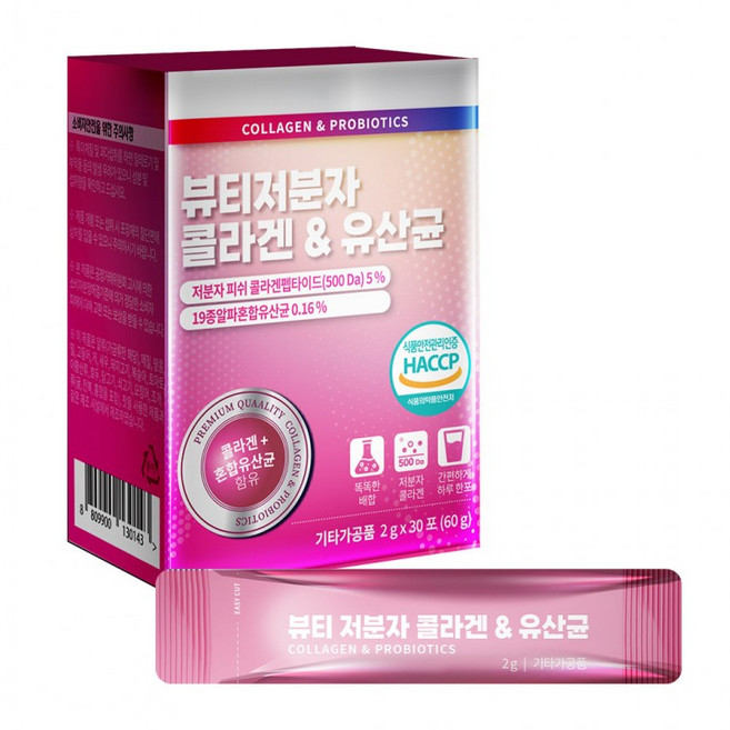 뷰티저분자 콜라겐 유산균 2g x 30포, 1개, 60g