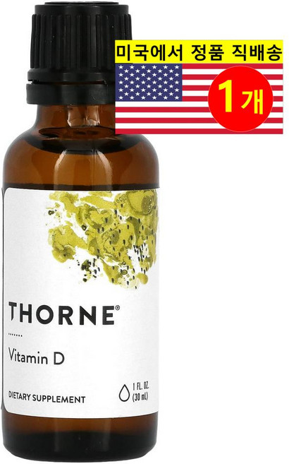 Thorne Research Vitamin D Liquid 1 fl oz 쏜리서치 비타민 리퀴드 액상 30ml, 1개