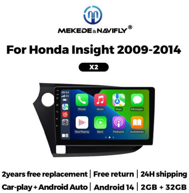NAVIFLY MEKEDE Honda Insight 2 2009-2014 용 새로운 Android 14 2DIN 차량용 라디오 멀티미디어 플레이어 스테레오 무선 Carplay A, 4)9X2 2-32
