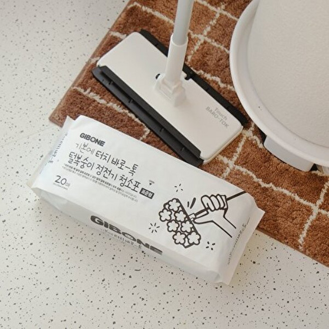 기본에 터치 바로톡 밀대걸레 + 전용 털복숭이 청소포 20매 4팩