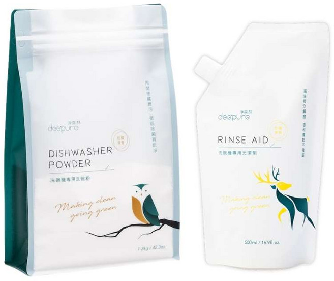 deepure 淨森林 洗碗機專用環保洗碗粉+環保光潔劑, 1.7ml, 1套