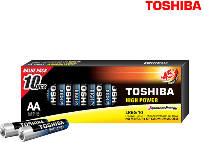 도시바 하이 파워 알카라인 AA건전지, 10개입, 1개