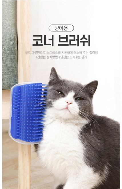 고양이 전용 부착용 코너 브러쉬 블루컬러, 1개