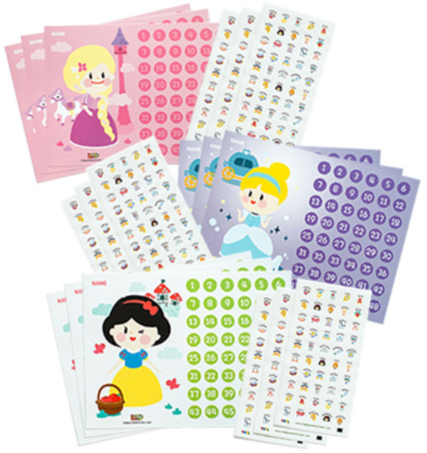 영인터내셔널 [대용량 모음전] 칭찬스티커판+칭찬스티커 9매 세트 애니멀 프린세스 어린왕자