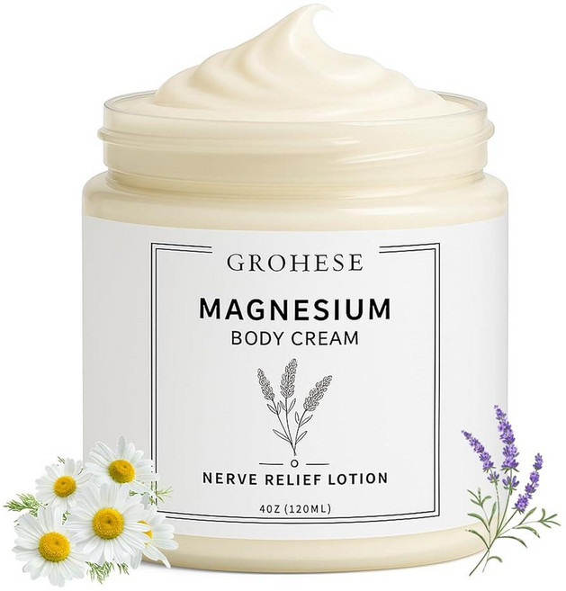 Neuropathy 뉴로패시 Cream 신경 완화 마그네슘 바디 로션 발 손 무릎용 크림 염화 순수 성분 함유 기름지지 않은 포뮬러 편안한 라벤더 향 297891, Neuropathy 뉴로패시 Cream 신경 완화 마그
