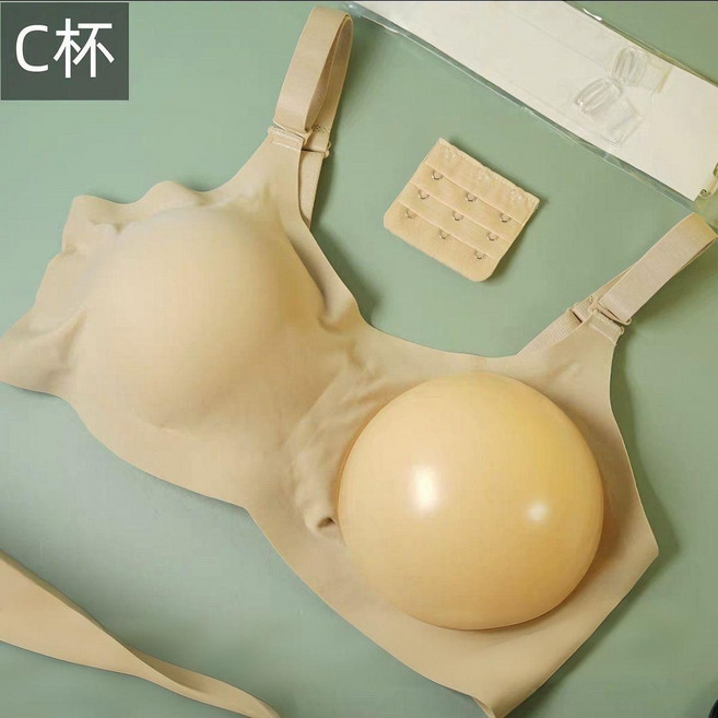 超軟硅膠假胸 小胸顯大聚攏仿真 2024春新款變裝, 1個, 【膚色】C罩杯加透明帶-5.6cm厚32/70(建議80-97斤)