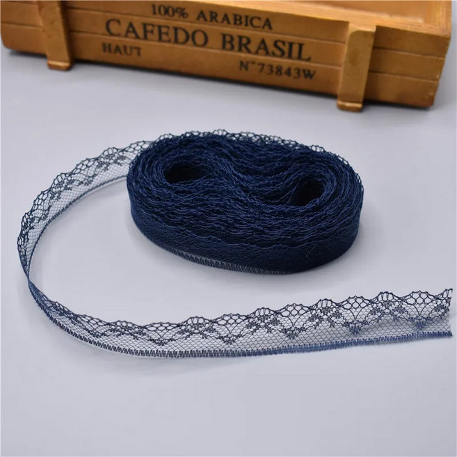 10 야드 레이스 리본 테이프 20MM 와이드 트림 패브릭 DIY 자수 웨딩 네트 코드 바느질 장식 아프리카 패브릭, Navy
