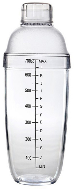 플라스틱 마티니 칵테일 셰이커 350ml/500ml/700ml/1000ml 와인 음료 믹서 와인 셰이커 컵 음료 믹서 바 가젯, 검은색, 700, 1개